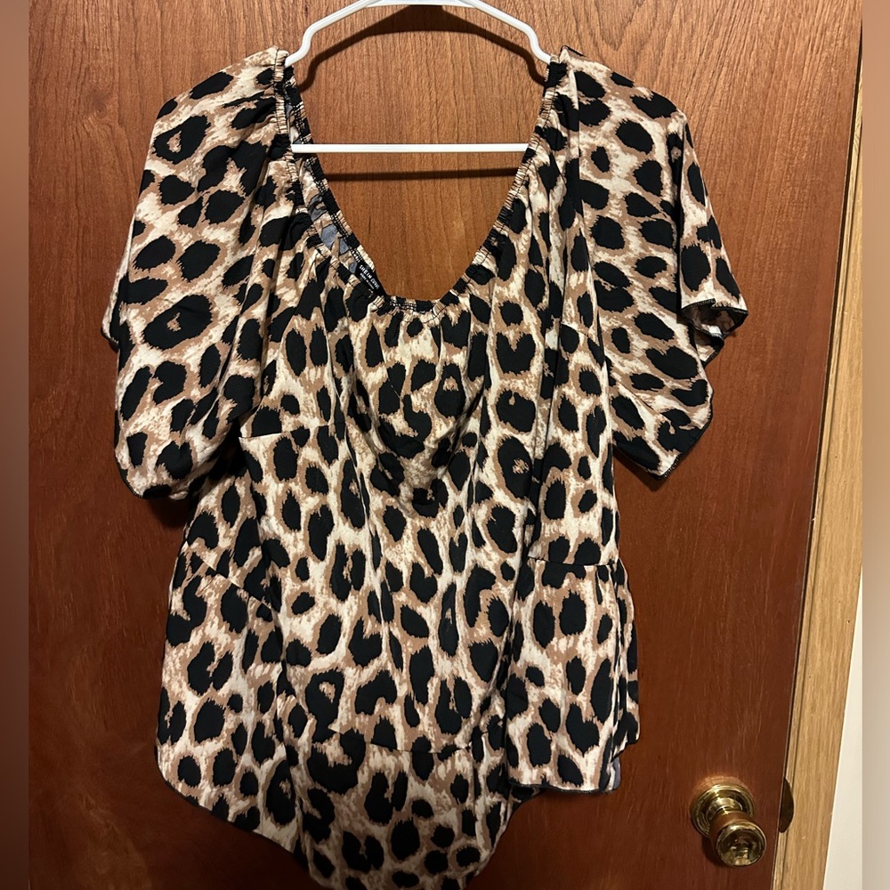 Leopard print off the shoulder top